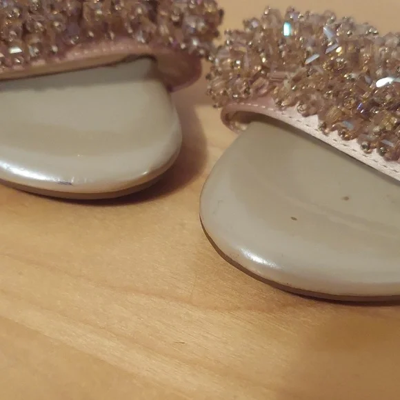 Alex Marie Champagne Beaded Animal Print Leather Ankle Strap Heels Size 6.5 - Picture 11 of 16